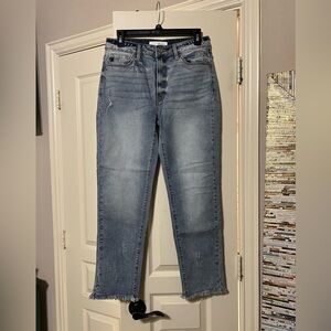 KanCan Light Blue Straight Leg Jeans with Raw Hem size 9 / 28